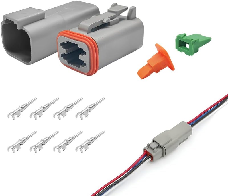 ZNDAW DT 4 Pin Connector Kit, 16 AWG Automotive Waterproof Electrical Plug 4 Way Male Female Socket, DT04-4P DT06-4S Connectors with Crimp Wire Terminals for Car Truck Motorcycle - Image 1